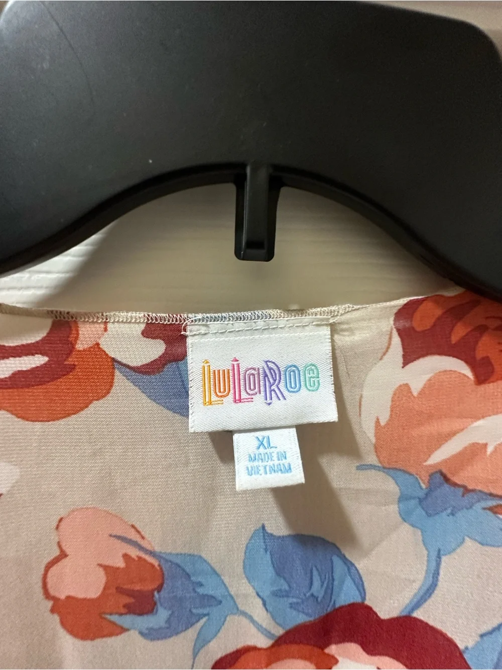 LuLaRoe Floral Open Front Cardigan in Cream, Red, Blue